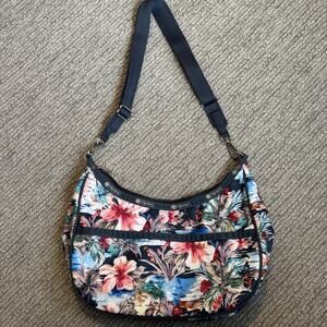 LeSportsac Tropical Vibes Classic Hobo Crossbody Bag, Tropical Paradise Hawaiian